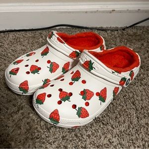 Crocs Classic Lined Clog Strawberry White Red Women's Size 8